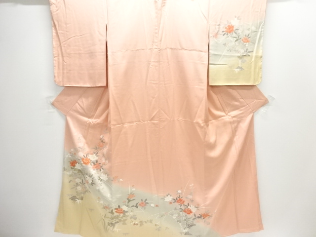 JAPANESE KIMONO / UNUSED HOMONGI / FLORAL PLANTS